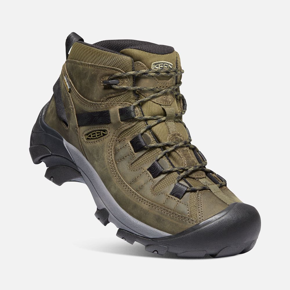 Botas de Seguridad Keen Mexico Verde Oliva/Negros - Hombre Targhee Ii Waterproof Mid - ZH4218563